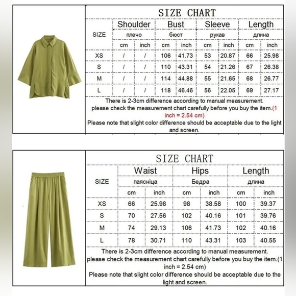 2 Pieces New Wide Leg Pants Sets For Women 2024 Fashion Loose Casual Shirts Top - Picture 6 of 6